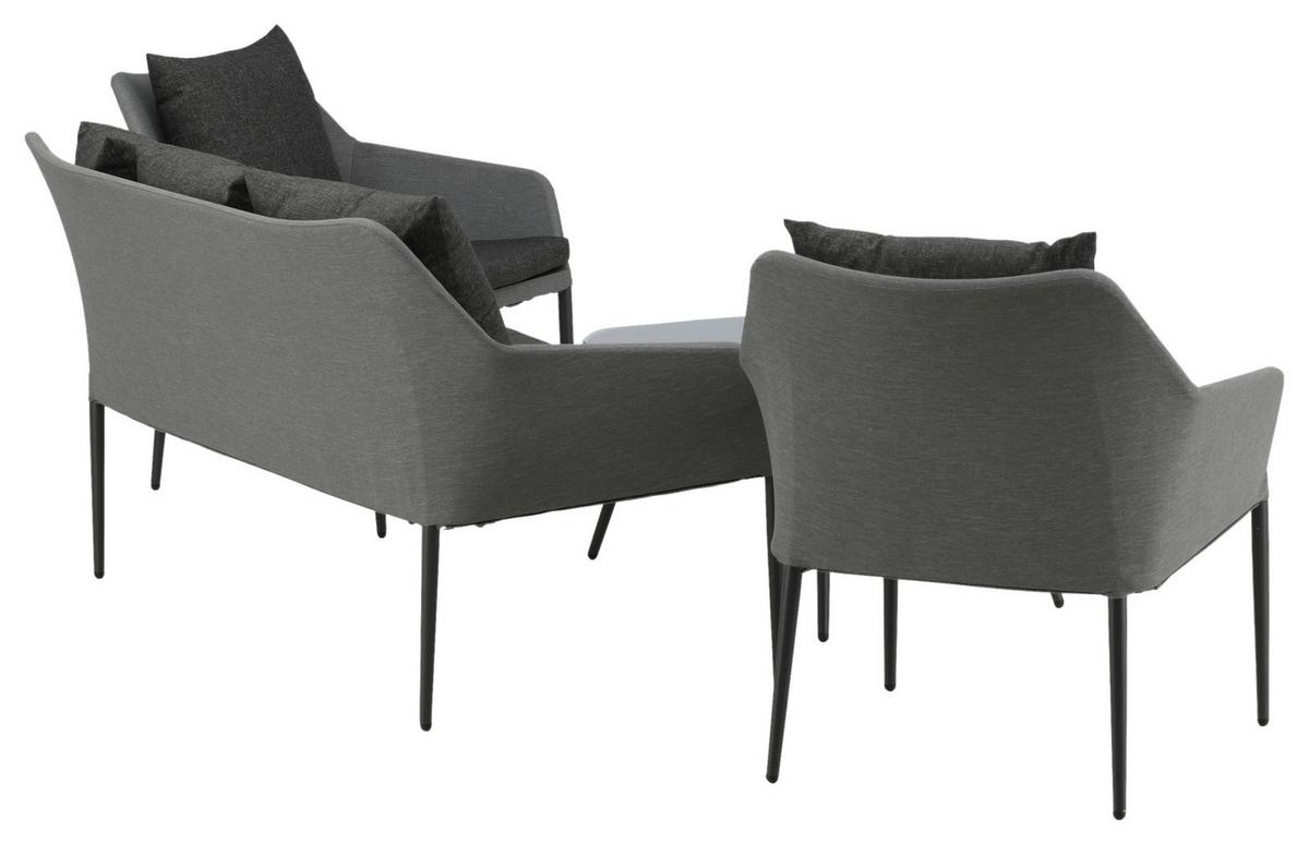 Loungegarnitur Spoga - Schwarz/Grau, KONVENTIONELL, Textil/Metall - Gardenson