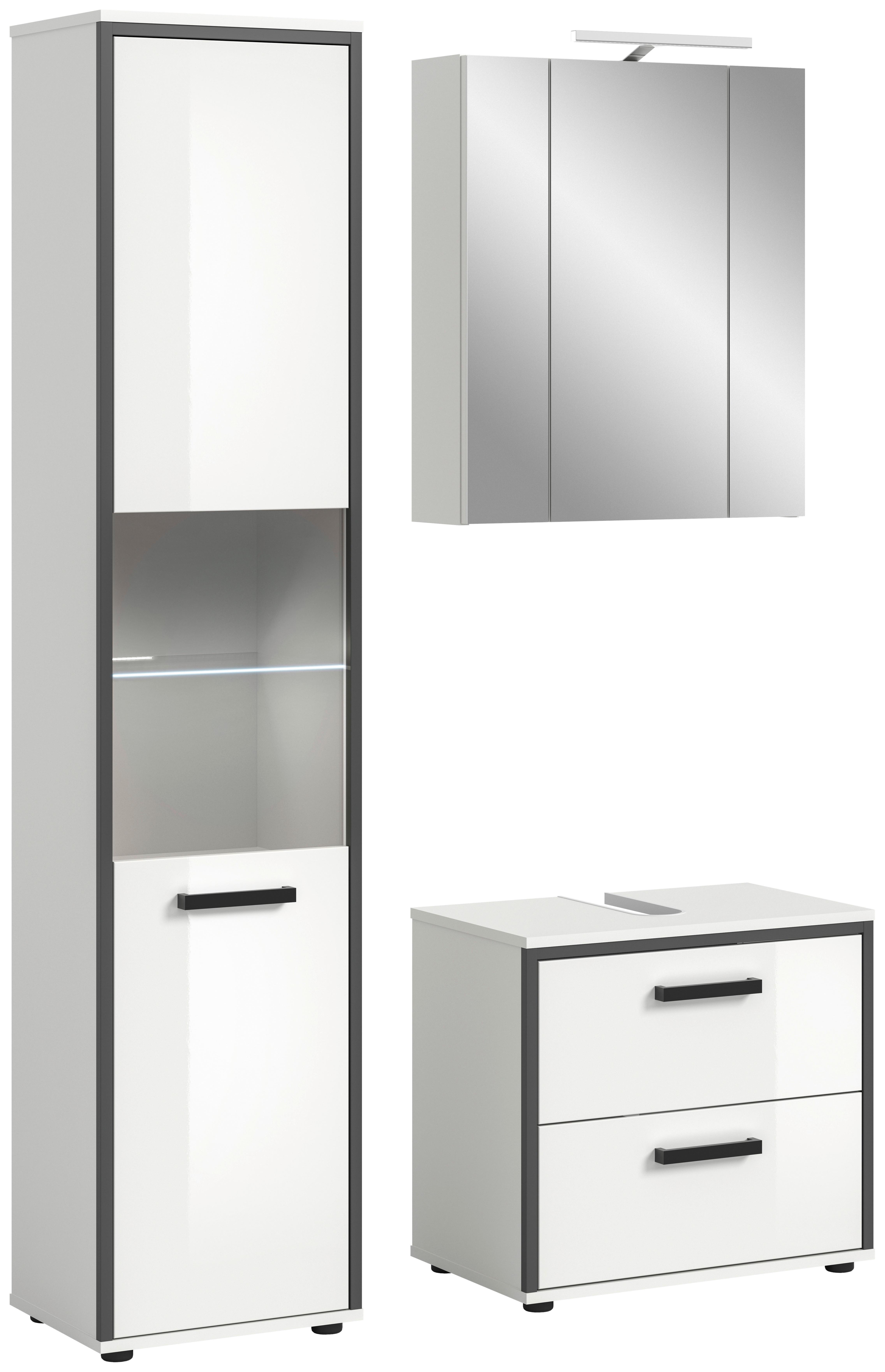 Badezimmer Kojak Schwarz/weiß K: 100 Cm - Weiß Hochglanz/Schwarz, MODERN, Holzwerkstoff (100cm) - MID.YOU