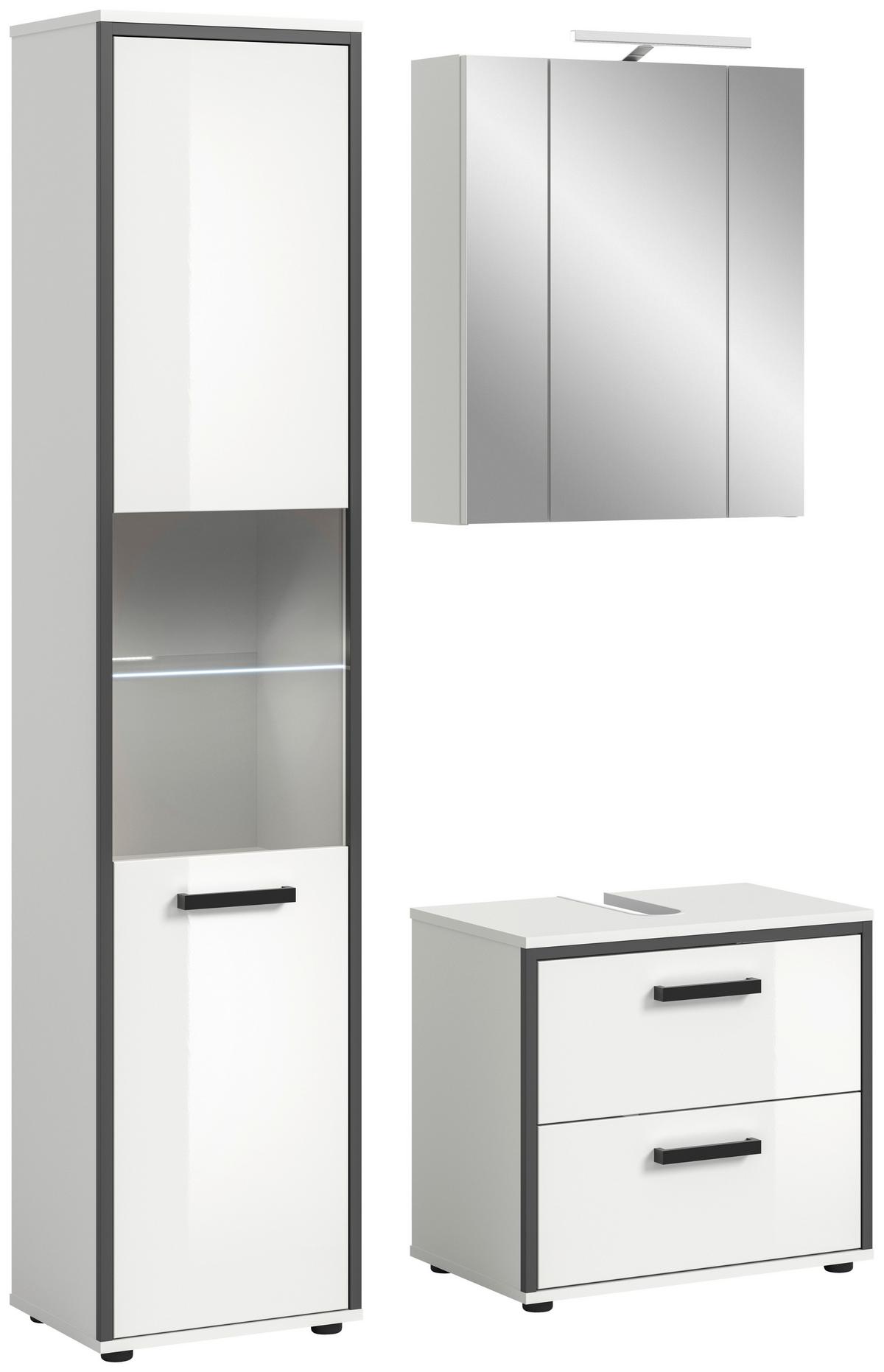 Badezimmer Kojak Schwarz/weiß K: 100 Cm - Weiß Hochglanz/Schwarz, MODERN, Holzwerkstoff (100cm) - MID.YOU