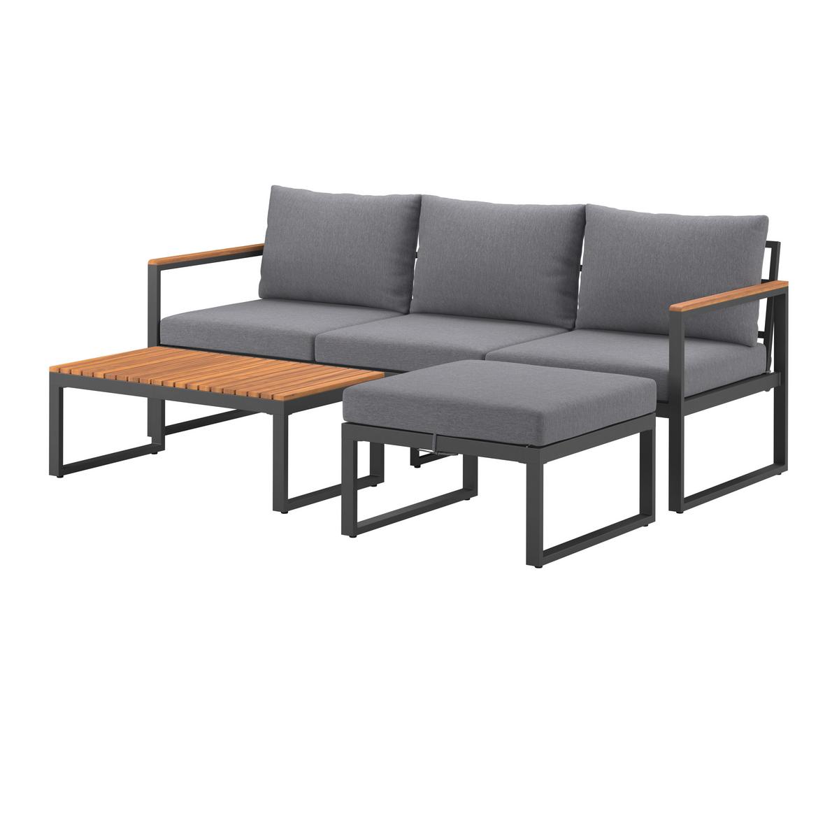 Loungegarnitur Acapulco - Weiß/Grau, MODERN, Holz/Textil (199/69/73cm) - Beldano