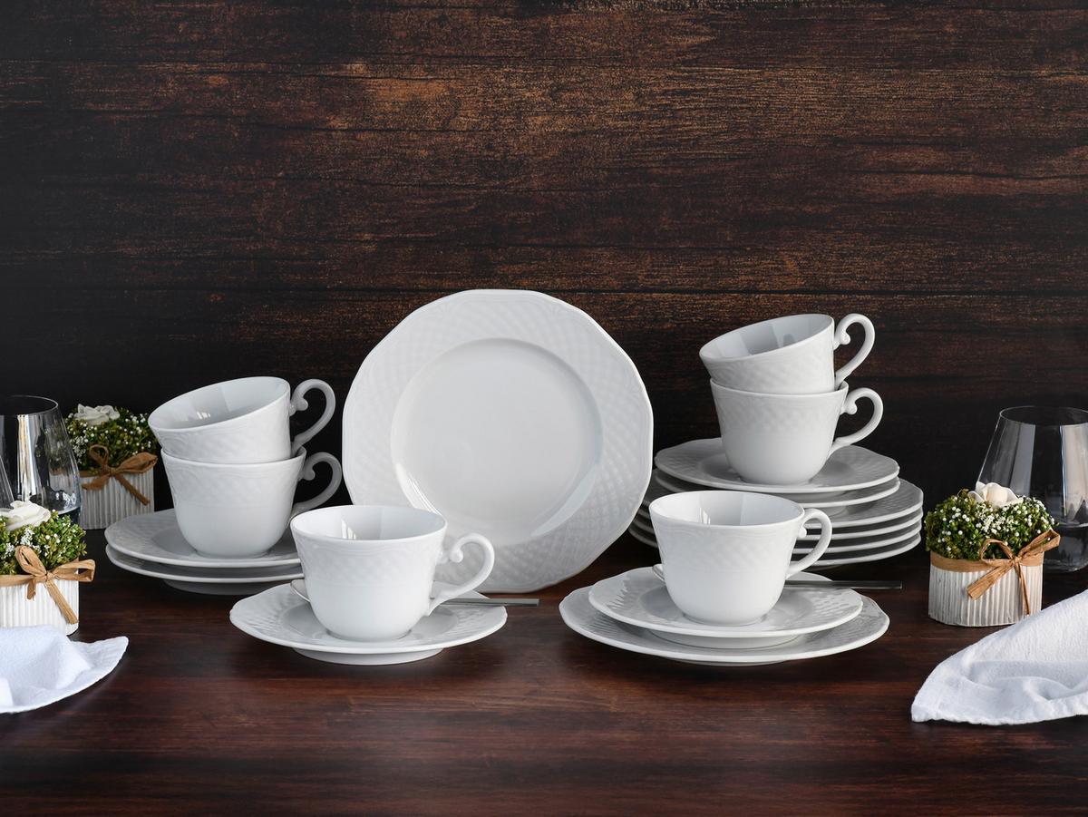 Kaffeeservice Arianne 18-tlg. Keramik, Weiß - Weiß, Basics, Keramik - Creatable