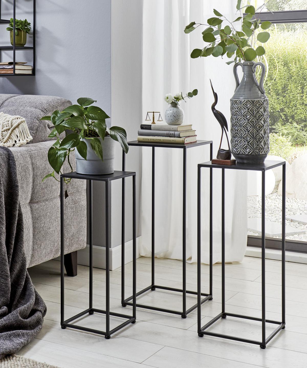 Blumentisch 3er-Set Metall Schwarz Cardiff - MODERN, Metall