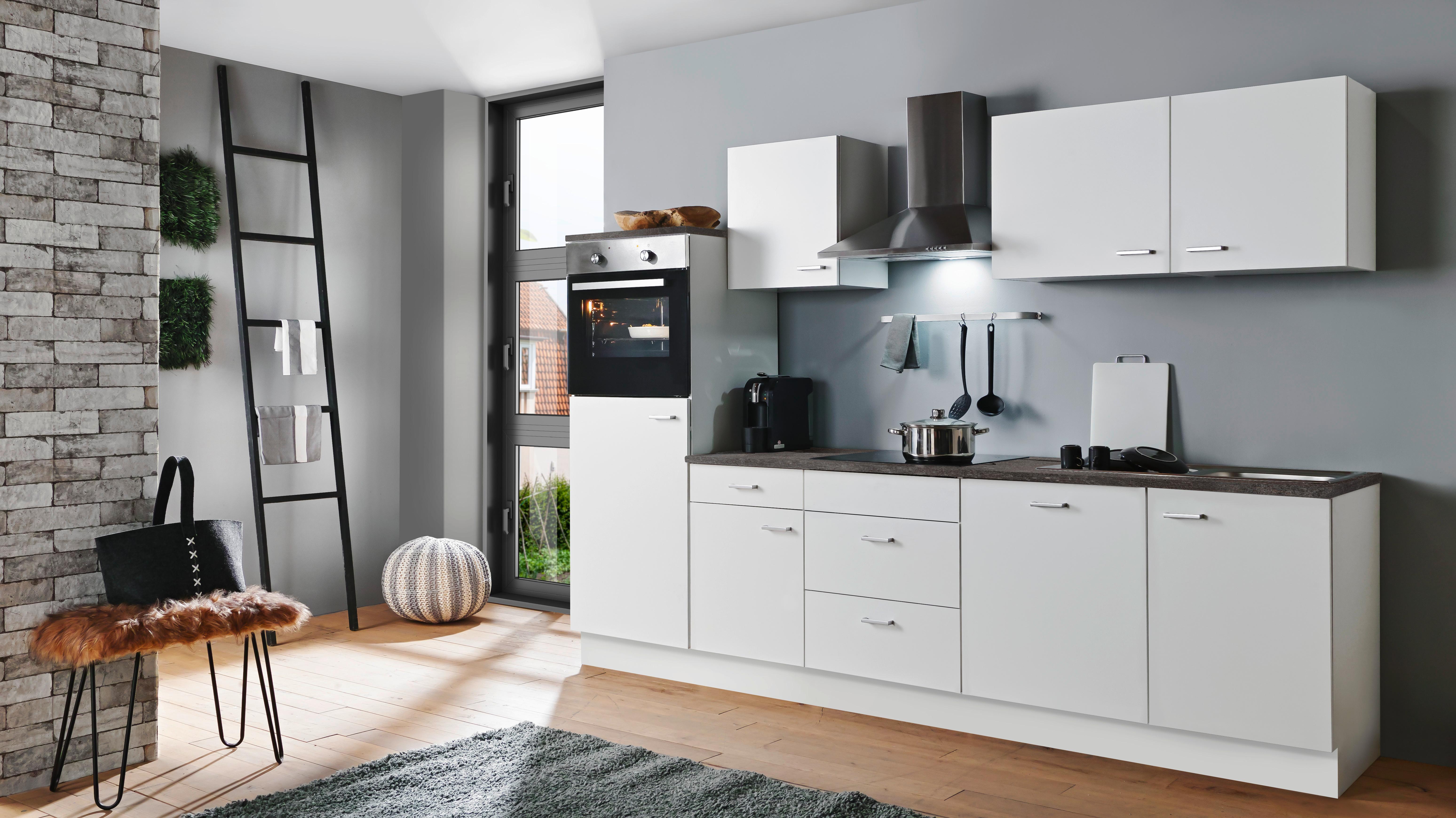 Küchenblock White-Classic - Graphitfarben/Weiß, KONVENTIONELL, Holzwerkstoff (280cm) - Menke