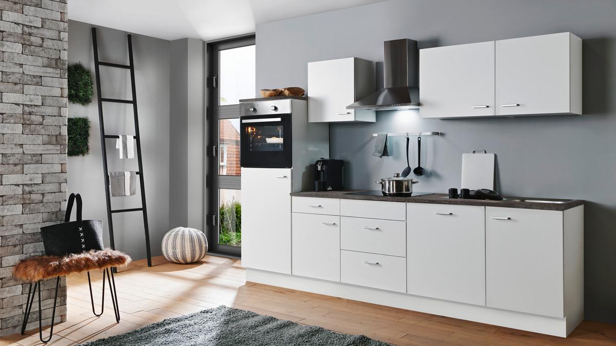 Küchenblock White-Classic - Graphitfarben/Weiß, KONVENTIONELL, Holzwerkstoff (280cm) - Menke