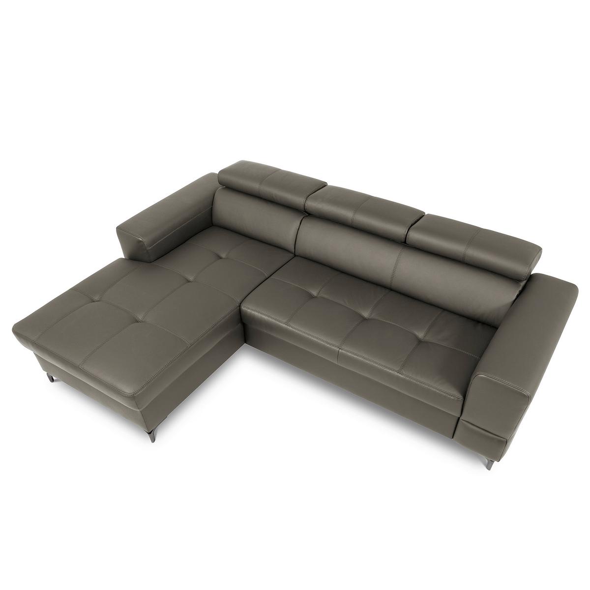 Ecksofa Torino Teilleder Schlammfarben 173x247 - Schlammfarben/Schwarz, Design, Leder/Textil (173/247cm) - Livetastic
