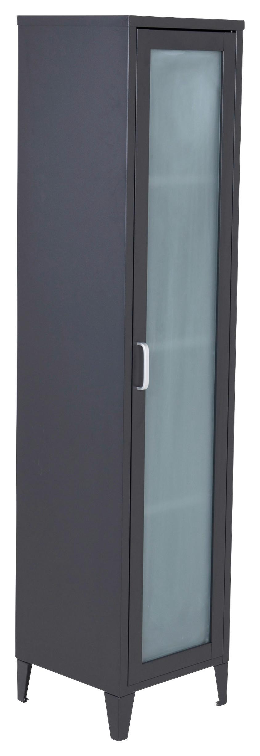 Vitrine Acero - Schwarz, Design, Glas/Metall (35/150/35cm) - Livetastic