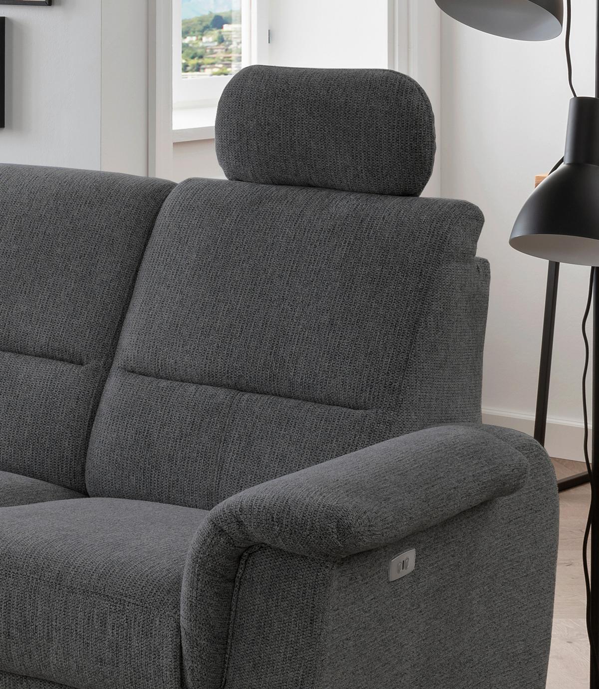 Ecksofa mit Relaxfunktion Parole Anthrazit Chenille - Chromfarben/Anthrazit, MODERN, Textil (236/275cm) - Livetastic