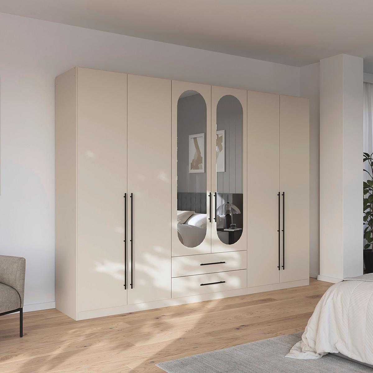 ŠATNÍ SKŘÍŇ S OTOČNÝMI DVEŘMI VELORA, šířka 271 cm - černá/šampaňská, Konvenční, kov/kompozitní dřevo (271/210/54cm) - Mömax