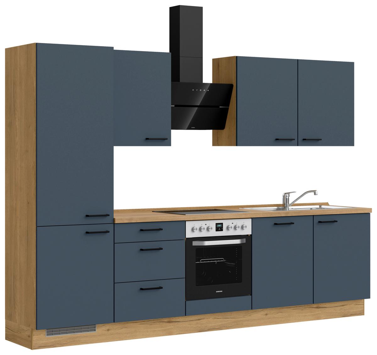 Küchenleerblock Easytouch High-Line, H10 Links - Blau/Eichefarben, MODERN, Holzwerkstoff (300cm) - Nobilia