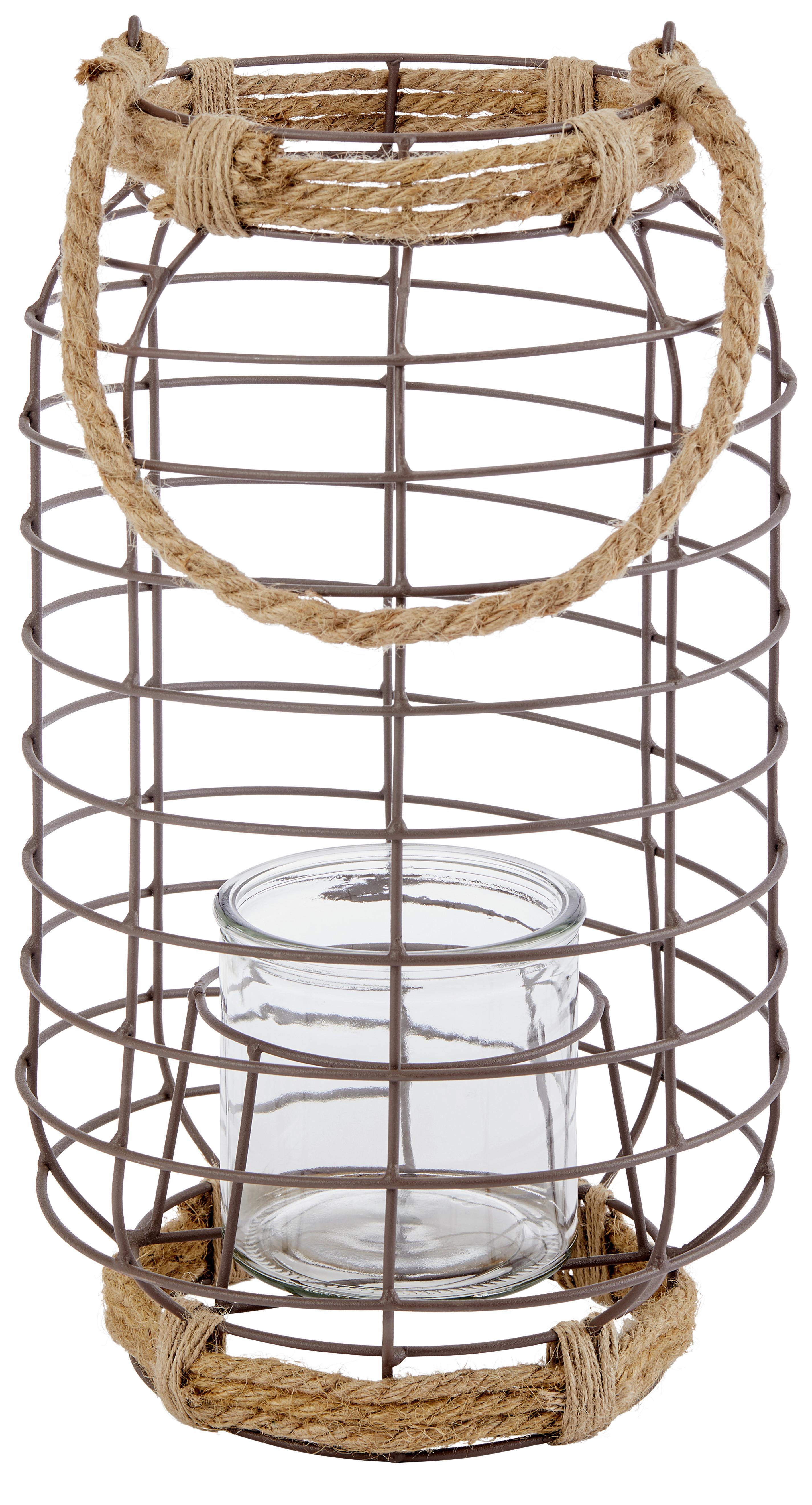 Windlicht Metall Grau/ Naturfarben Ø 21 Cm - Naturfarben/Grau, MODERN, Metall (21/37cm)