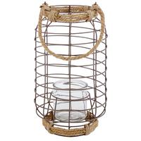 Windlicht Metall Grau/ Naturfarben Ø 21 Cm - Naturfarben/Grau, MODERN, Metall (21/37cm)