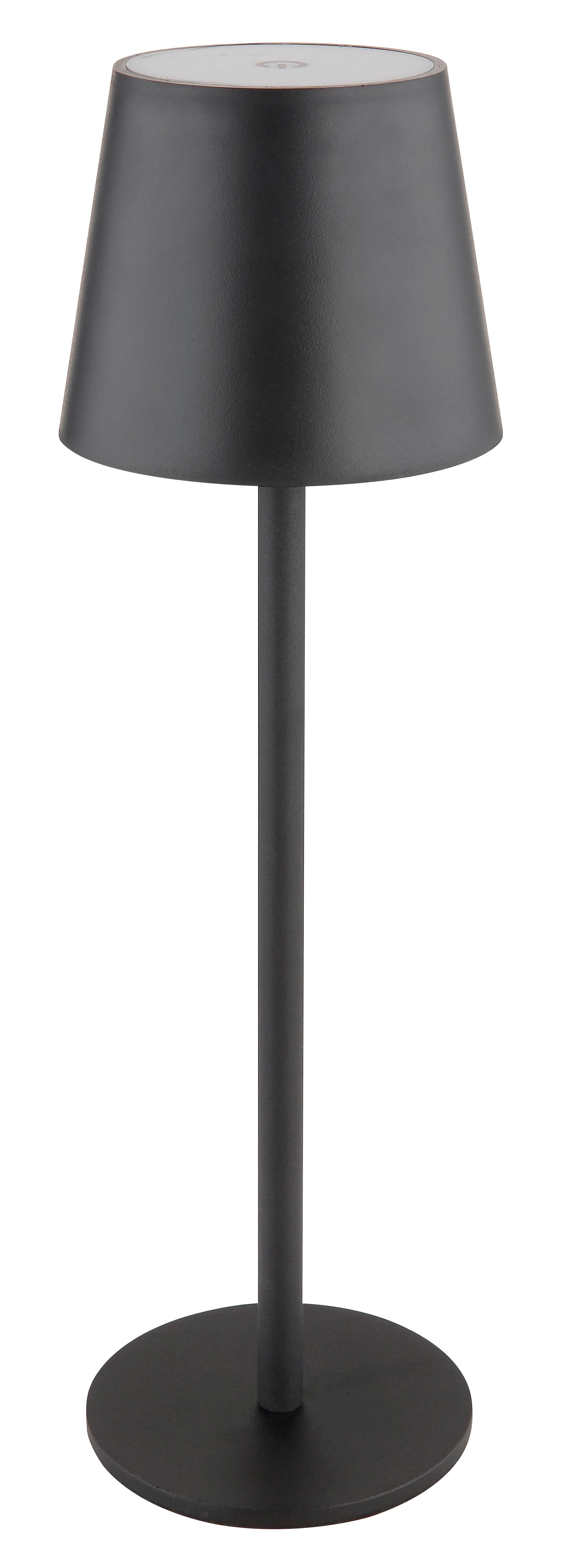 AKKU-TISCHLEUCHTE 58438G 2 HÖHEN MONTIERBAR - Opal/Schwarz, Kunststoff/Metall (10,6/36cm) - Globo