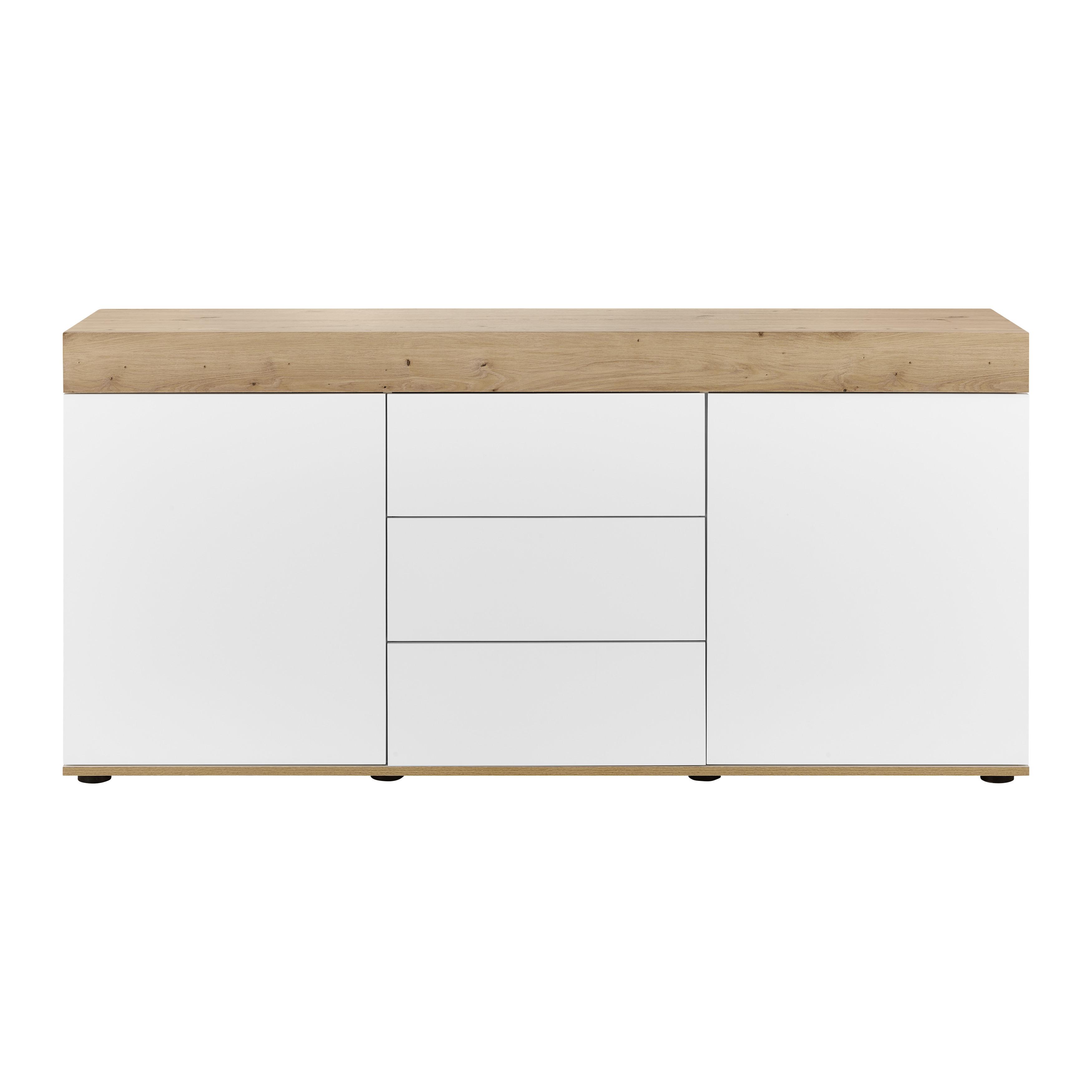Komoda Cara - bílá/barvy dubu, Moderní (160/76/40cm) - Bessagi Home