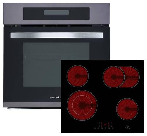 Einbauherd-set B: 59,5 Cm Elektro-Glaskeramik/ Autark - Edelstahlfarben/Schwarz, Trend, Glas/Metall (59,5/59/54,2cm) - Respekta