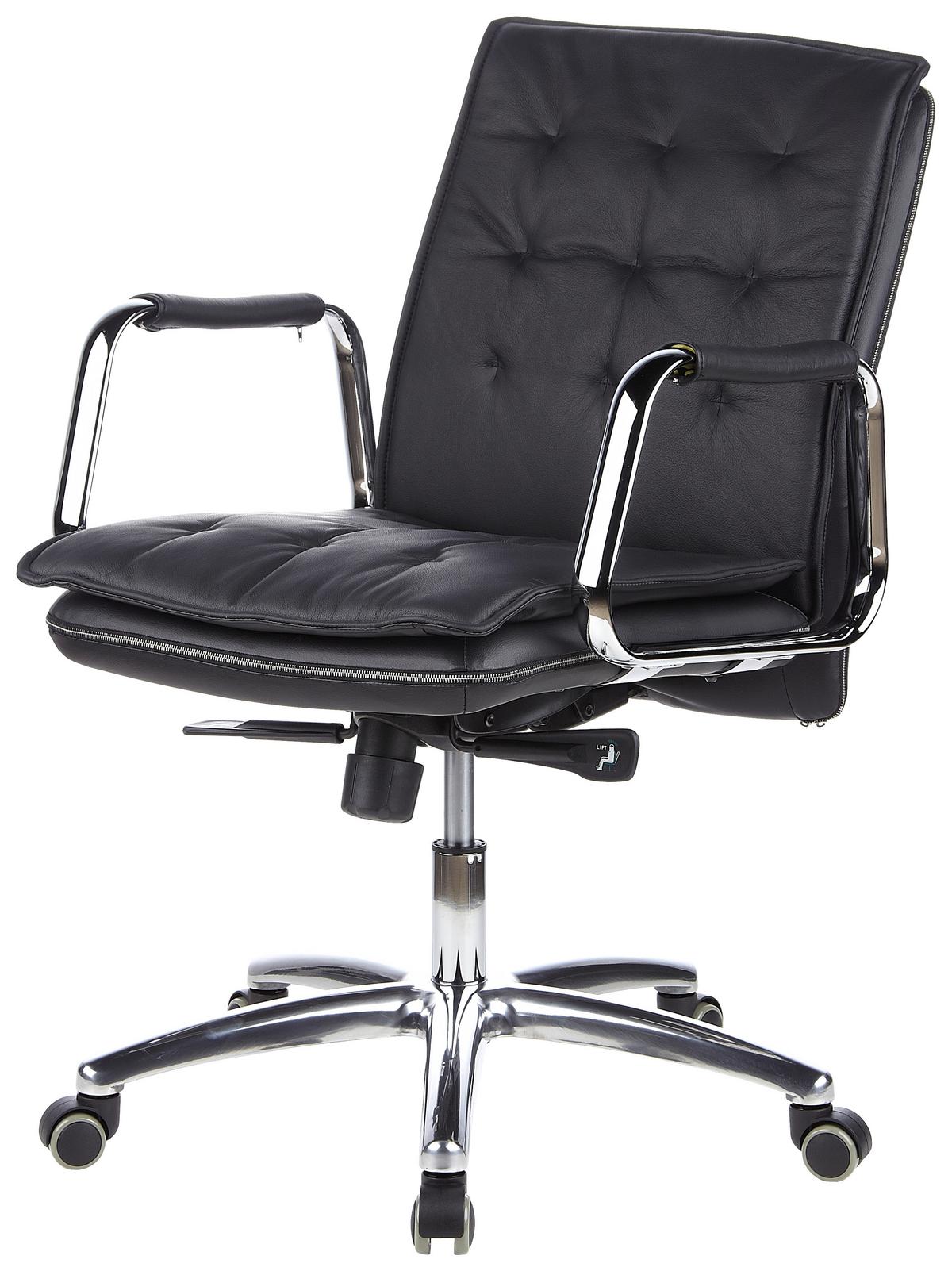 Chefsessel Villa Schwarz Bis 120 Kg - Silberfarben/Schwarz, Basics, Leder/Kunststoff (60/109/48cm) - MID.YOU