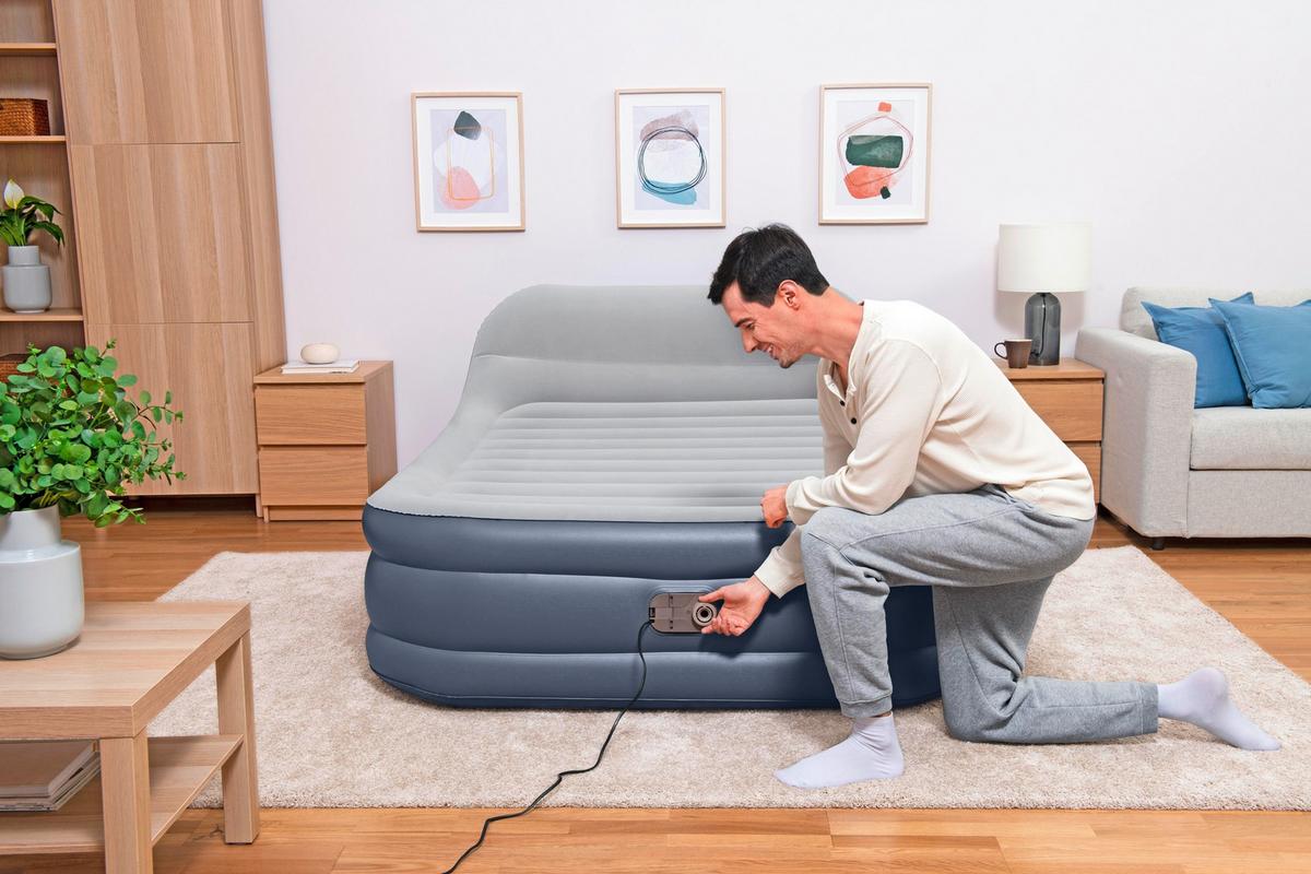 Luftbett Nadine 226x152x82 cm Bis 300kg, inkl. Pumpe - Dunkelblau/Grau, KONVENTIONELL, Kunststoff/Metall - Bestway