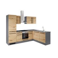 Eckküche Jazz 8 mit Geräten 280x175 Anthrazit/Eiche Dekor - Anthrazit/Eiche Artisan, LIFESTYLE, Holzwerkstoff (280/175cm) - P & B