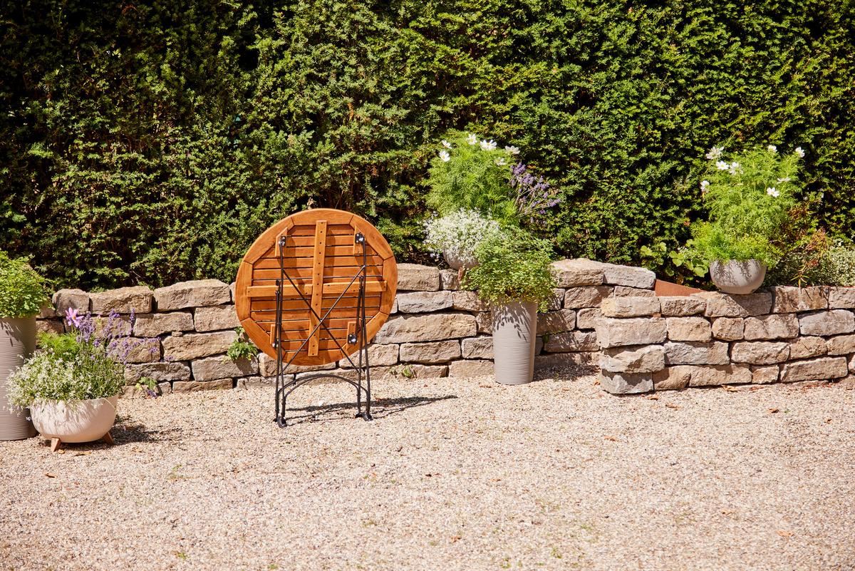 Gartentisch Klappbar Robinienholz/Metall ⌀ 85 cm - Robinienfarben/Schwarz, KONVENTIONELL, Holz/Metall (85/85/78cm) - Siena Garden