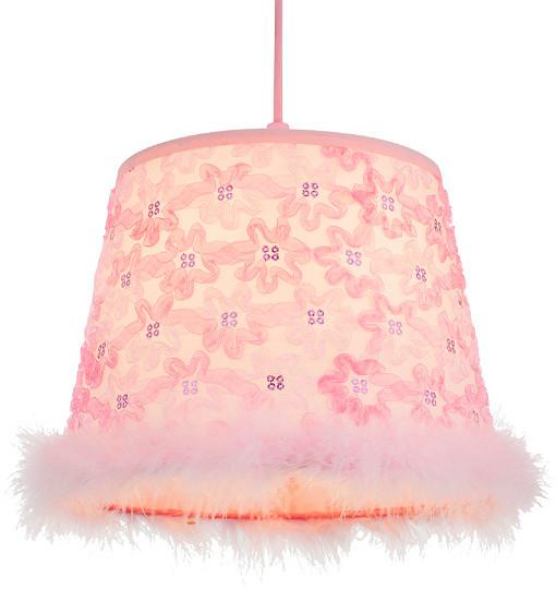 Hängeleuchte Tarso H: 120 Cm 1-Flammig, Mit Plüsch - Pink, LIFESTYLE, Kunststoff (30/120cm) - Globo