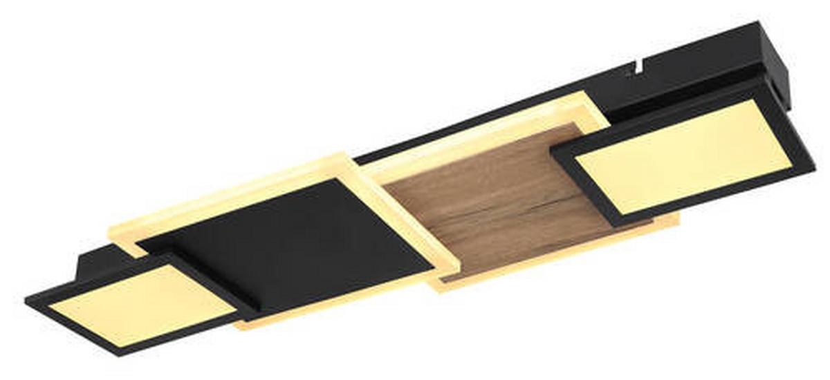 LED-Deckenleuchte 67279-30 - Opal/Schwarz, Design, Holzwerkstoff/Kunststoff (71,5/25/8cm) - Globo