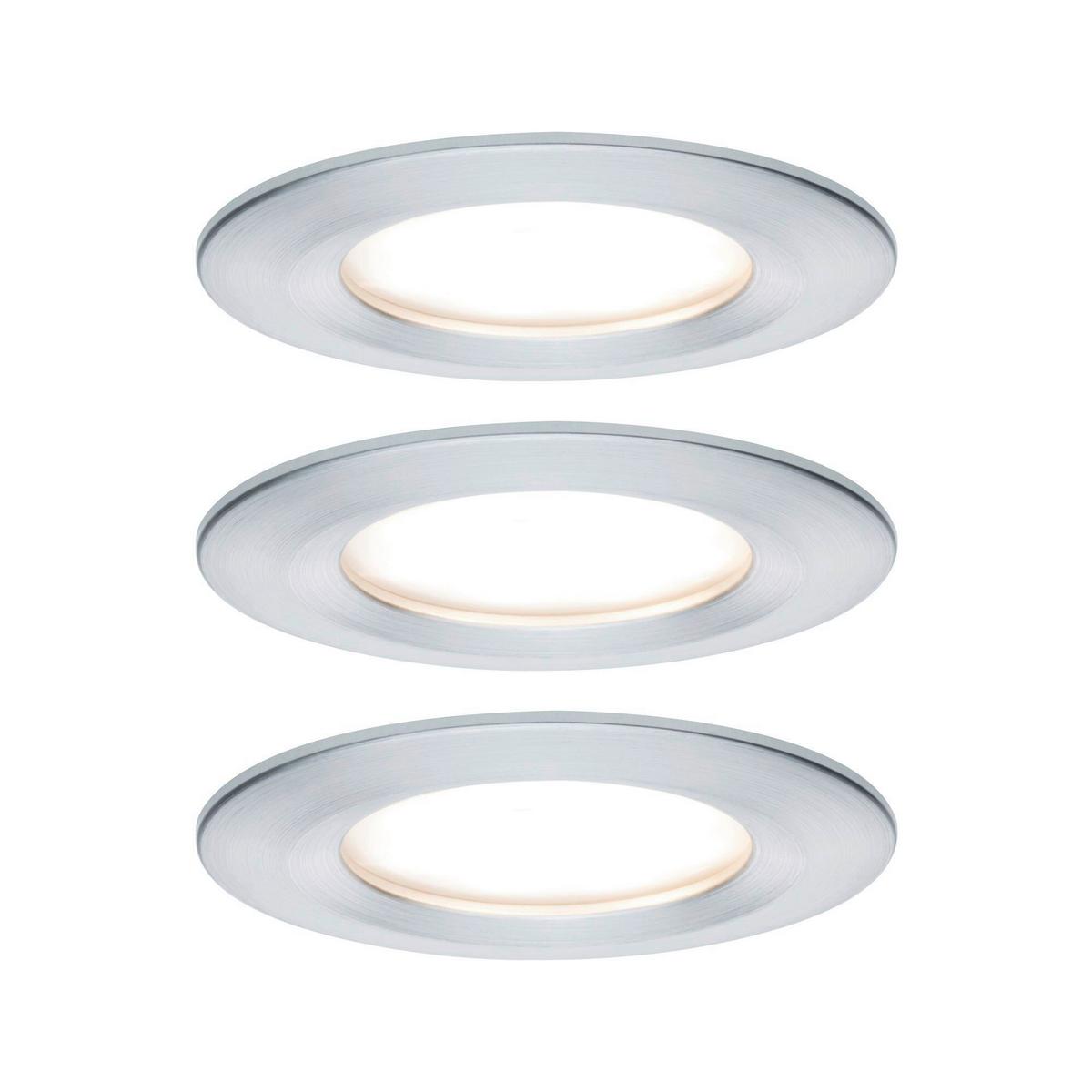 LED-Deckenleuchte 3er-Set Ø 8,4 cm Rund - Alufarben, Basics, Metall (8,4cm) - Paulmann
