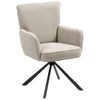 Armlehnstuhl Mila Cord Creme Sitzfl. 180° drehbar, B: 60cm - Beige/Schwarz, KONVENTIONELL, Textil/Metall (60/95/67cm) - MID.YOU