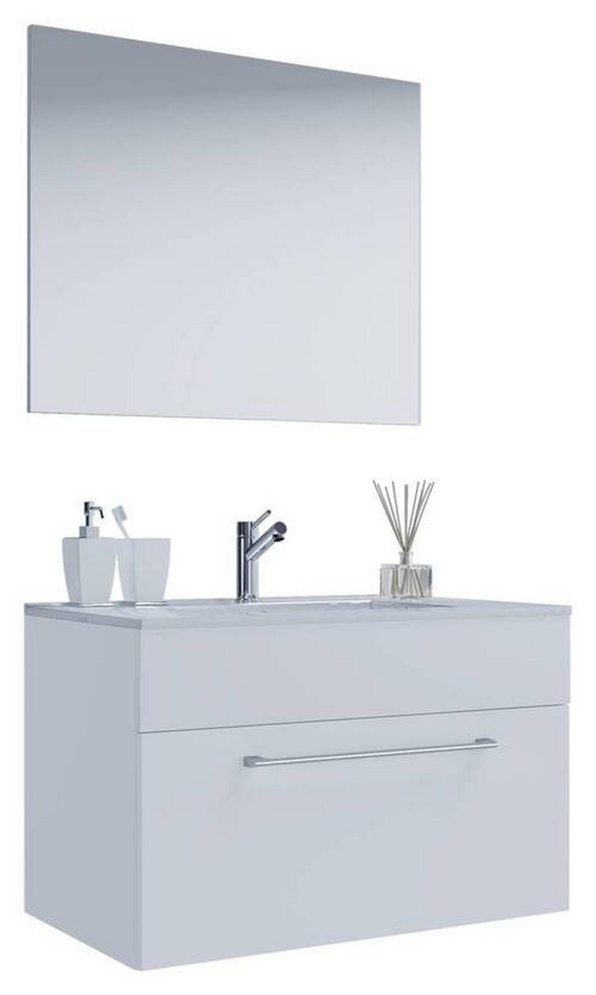 Badezimmer Badinos 3-teilig Weiß B: 80 Cm - Weiß, MODERN, Keramik/Holzwerkstoff (80cm) - MID.YOU