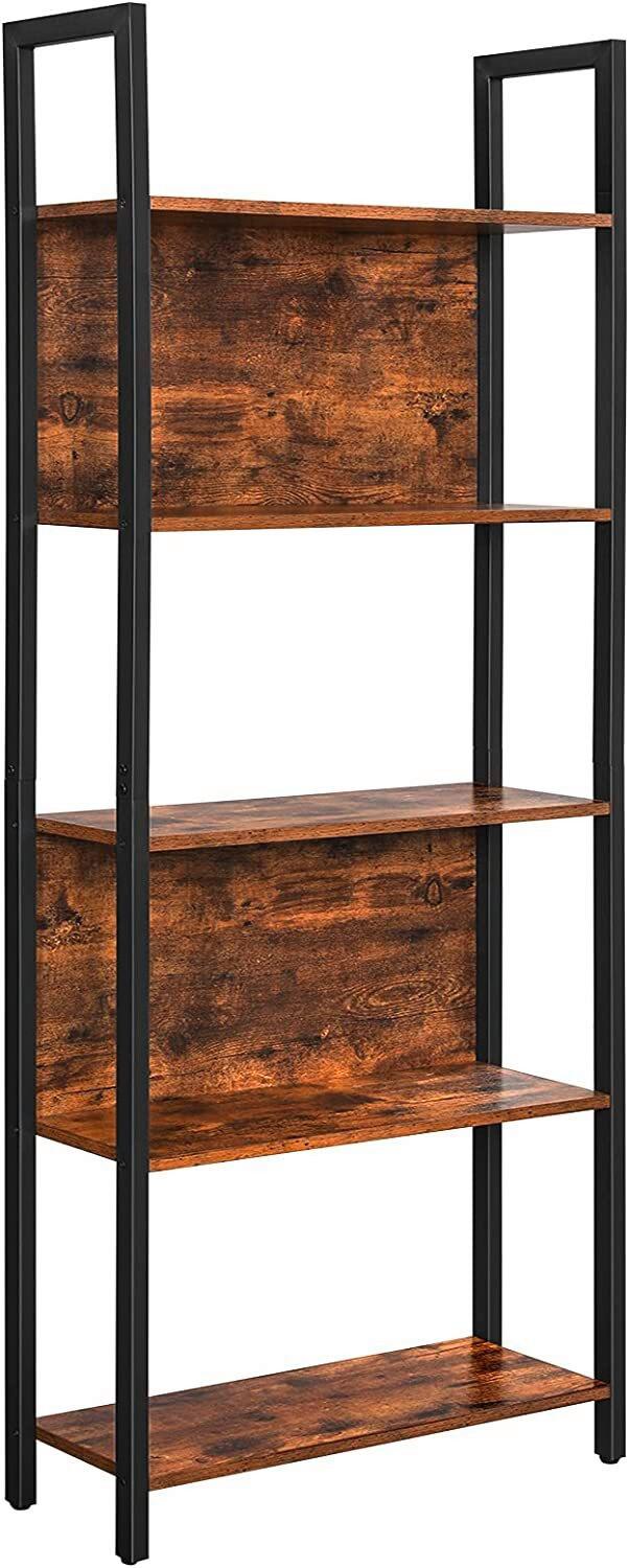 Bücherregal Rustikal B: 62 cm Braun/Schwarz - Schwarz/Braun, Basics, Holzwerkstoff/Metall (62/165/24cm) - Boxxx