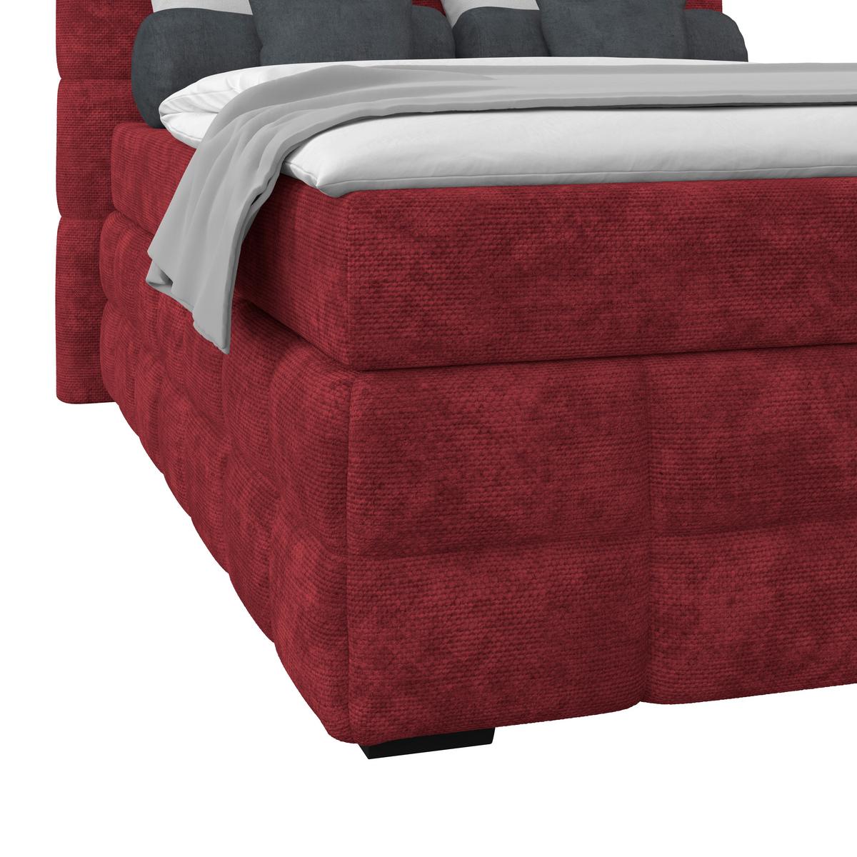 Čalúnená posteľ VEGA 140x200 cm, vinovočervená - čierna/vínovočervená, Trend, drevo/textil (140/200cm)