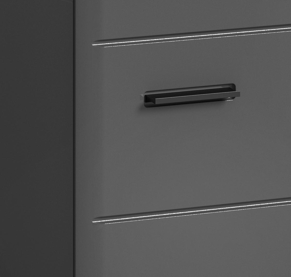 Waschbeckenunterschrank Soft 2-Türig B: 60 Cm - Grau Hochglanz/Schwarz, MODERN, Holzwerkstoff (60/56/34cm) - MID.YOU