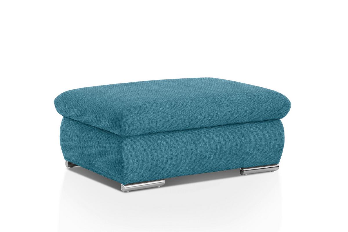 Polsterhocker Isona Blau Chenille - Chromfarben/Blau, Design, Textil (101/45/74cm) - Livetastic