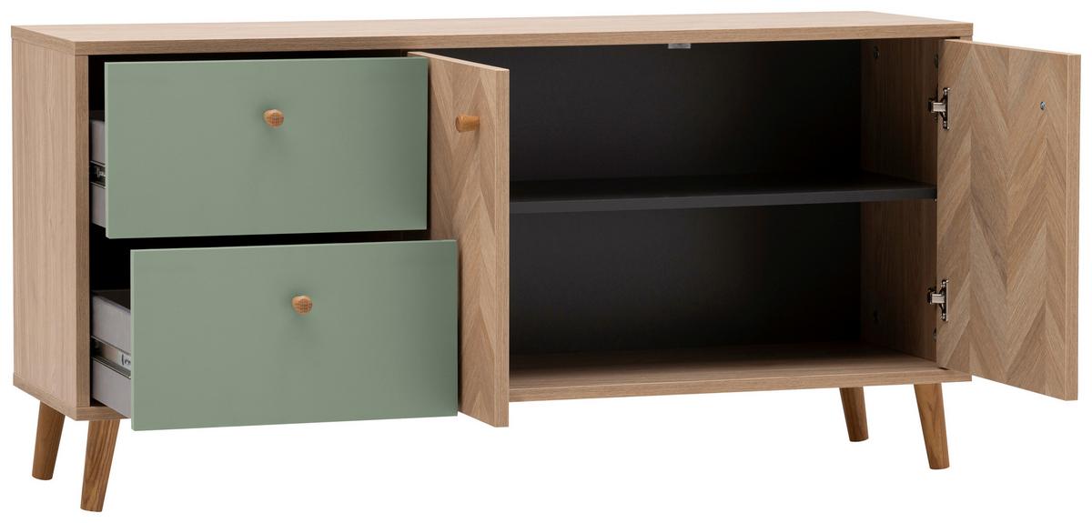 Lowboard Visby Eichefarben/Grün B: 109cm - Eichefarben/Grün, Design, Holzwerkstoff (109/54,1/33,05cm) - MID.YOU