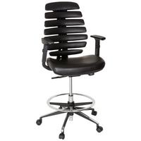 Drehstuhl Ergo Line Ii Work Echtleder Schwarz Bis 120kg - Alufarben/Schwarz, MODERN, Leder/Kunststoff (62/131/65cm) - MID.YOU