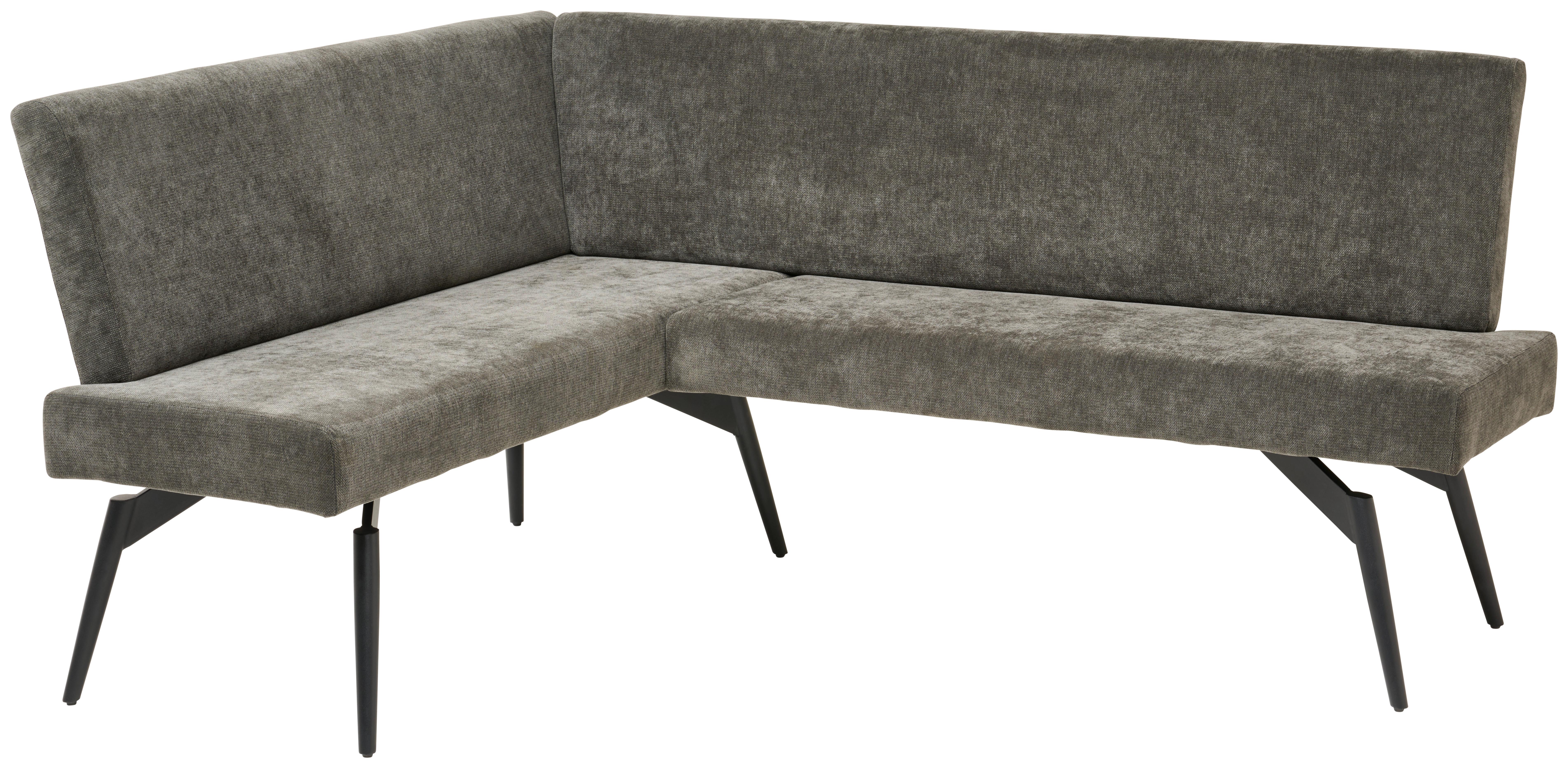 Eckbank Tinos Dunkelgrau, S: 150x190 Cm - Dunkelgrau/Schwarz, KONVENTIONELL, Textil/Metall (150/190cm) - MID.YOU