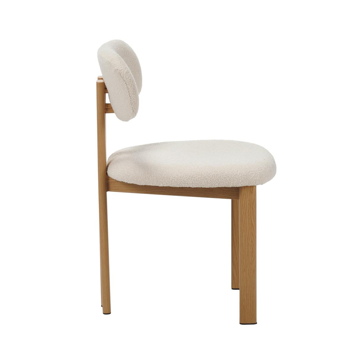 STUHL-SET Miyo Elfenbein B: 50cm - Elfenbein/Eichefarben, MODERN, Textil/Metall (50/80/52cm) - Livetastic