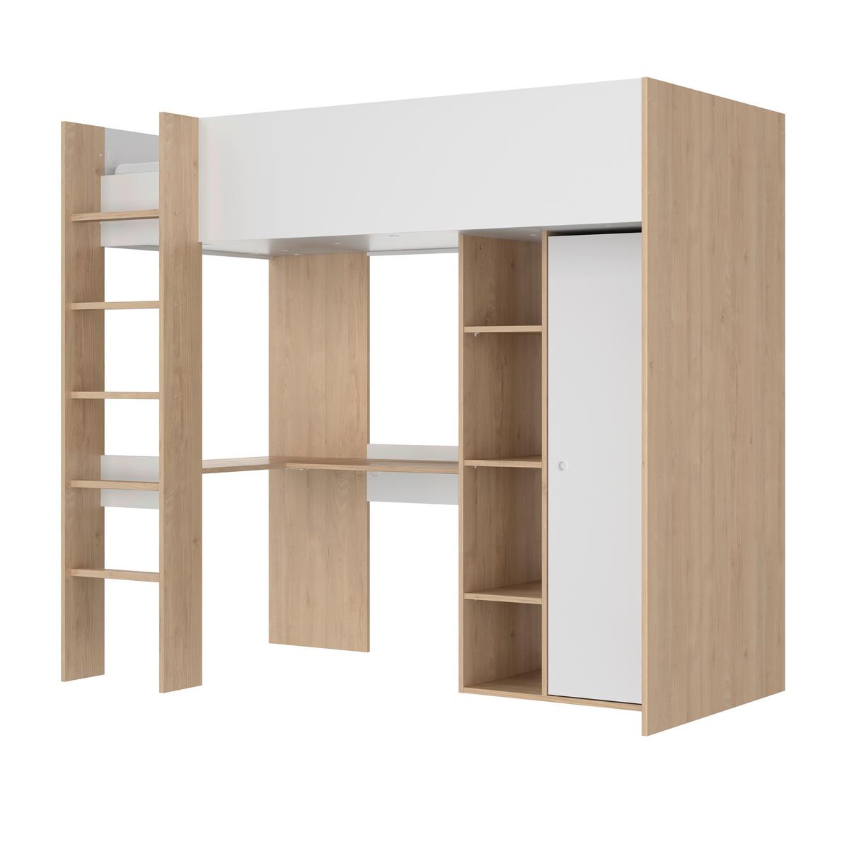 Spielbett MATIS 90x200 cm - Kastanienfarben/Weiß, Basics, Holzwerkstoff (90/200cm)