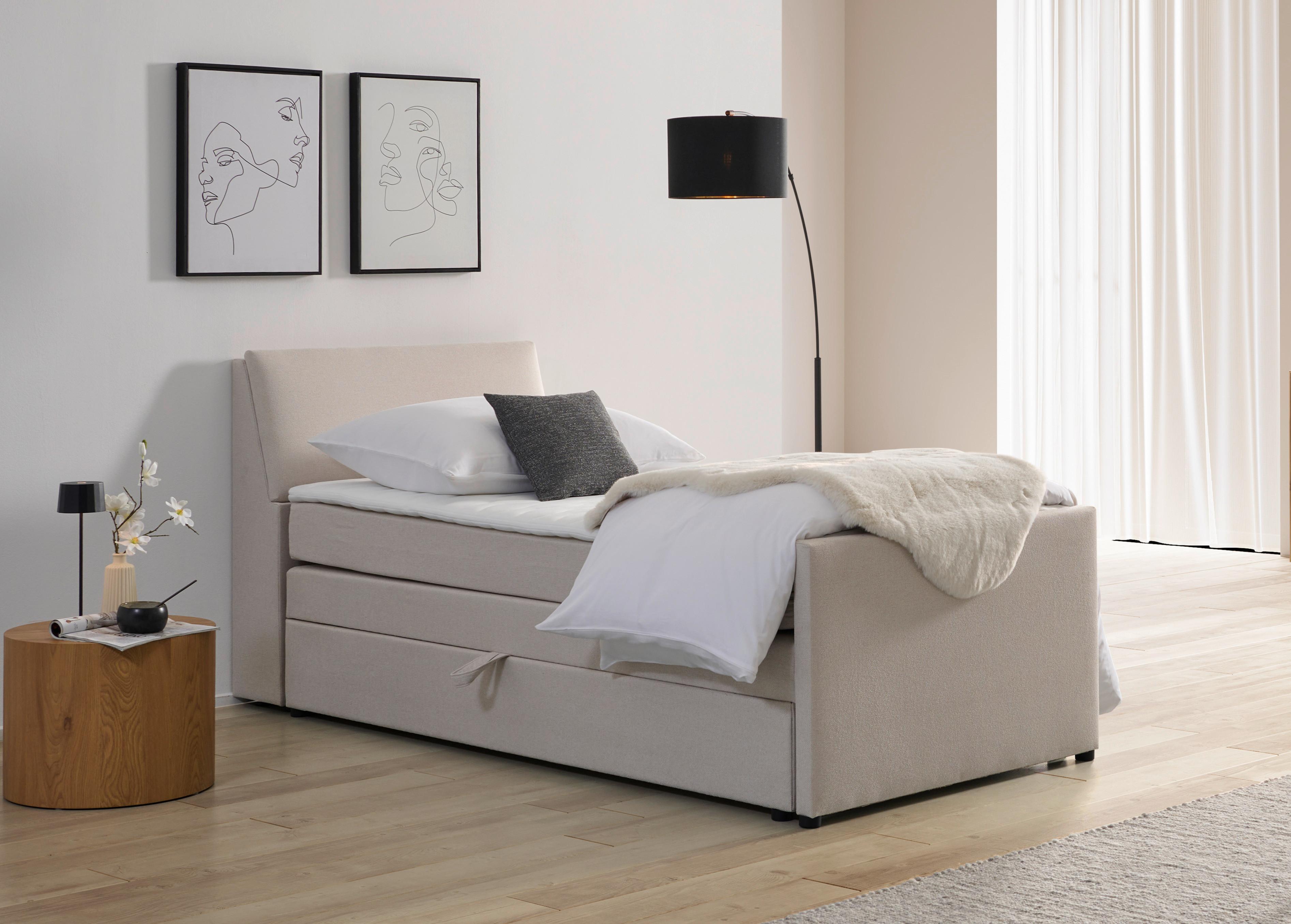 Boxspringbett mit Bettkasten Nida 100x200 cm Creme