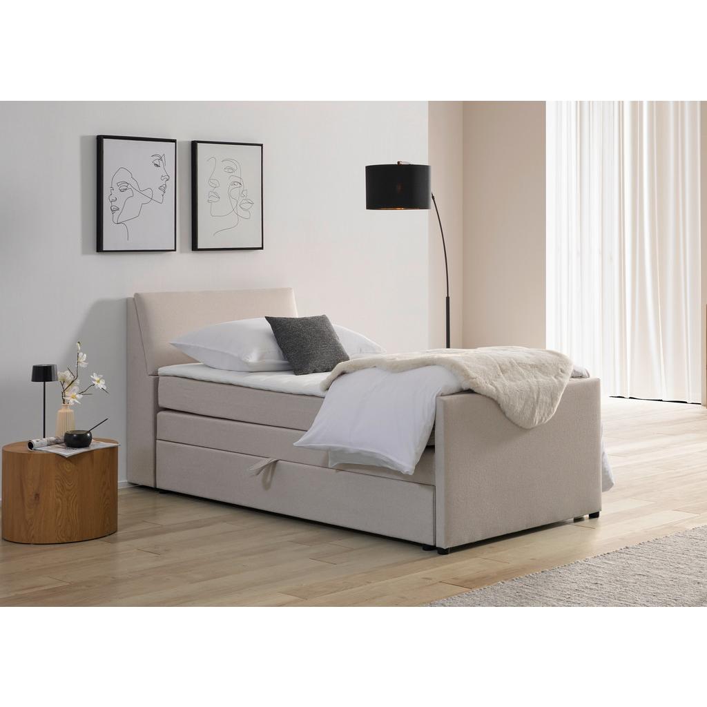 Boxspringbett mit Bettkasten Nida 100x200 cm Creme