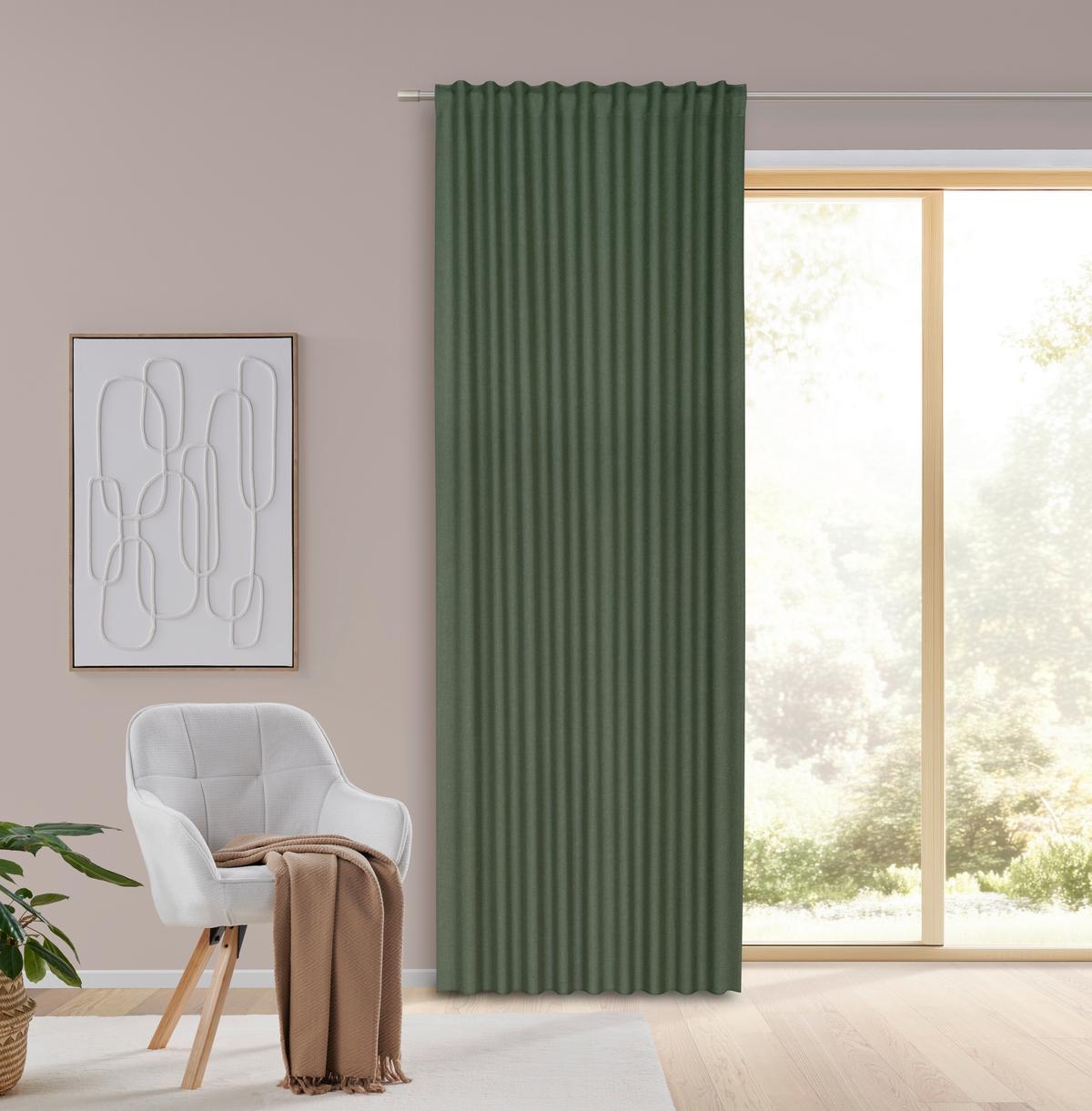 HOTOVÝ ZÁVES ULRICH 300CM - tmavozelená, Modern, textil (135/300cm) - Modern Living
