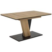 Esstisch Lucy T Eiche Dekor, B: 140-180cm - Eichefarben/Schwarz, KONVENTIONELL, Holzwerkstoff (140-180/90/76cm) - Boxxx