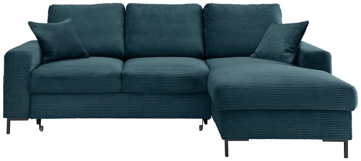 Eckschlafsofa Zona, Petrol S: 237x143 Cm - Petrol/Schwarz, KONVENTIONELL, Textil (237/143cm) - Livetastic