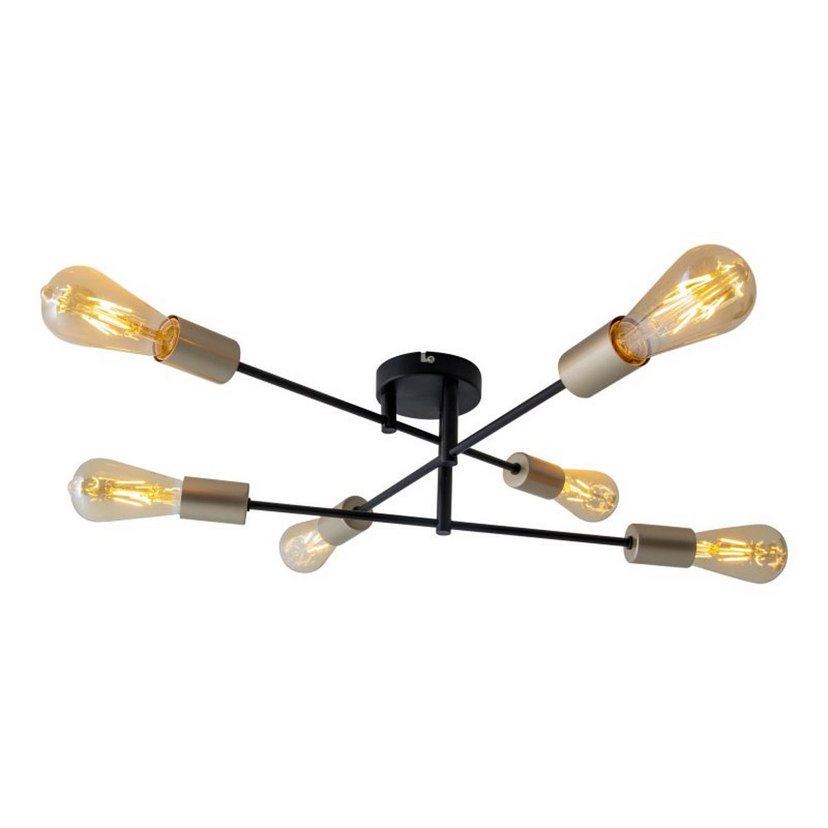 Deckenleuchte Modo Ø 54,5 cm 6-Flammig verstellbare Arme - Goldfarben/Schwarz, Design, Kunststoff/Metall (54,5/17,5cm) - Näve