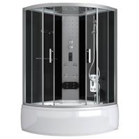 Dampfdusche Cuba Schwarz mit Radio, Ventilator, Ablage - Schwarz/Weiß, Basics, Glas (130/130/215cm) - Sanotechnik