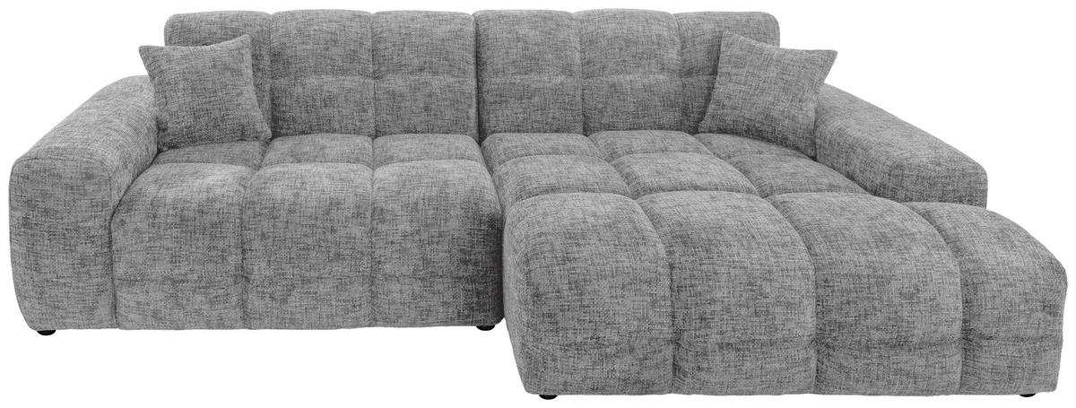 Ecksofa Bosco Silberfarben S: 301x152 cm - Silberfarben/Schwarz, MODERN, Textil (301/152cm) - Livetastic