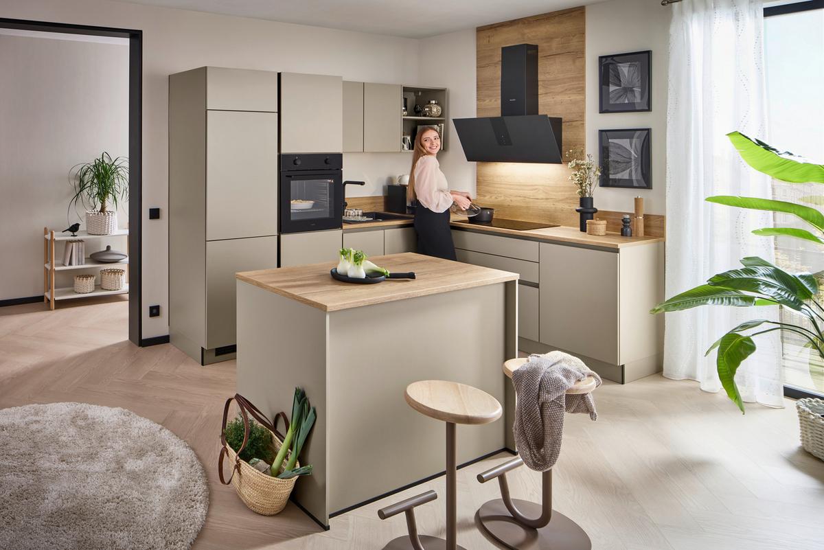 Eckküche Win mit Insel - Eichefarben/Creme, MODERN, Holzwerkstoff (278,2/205,2cm) - Express-Kuechen