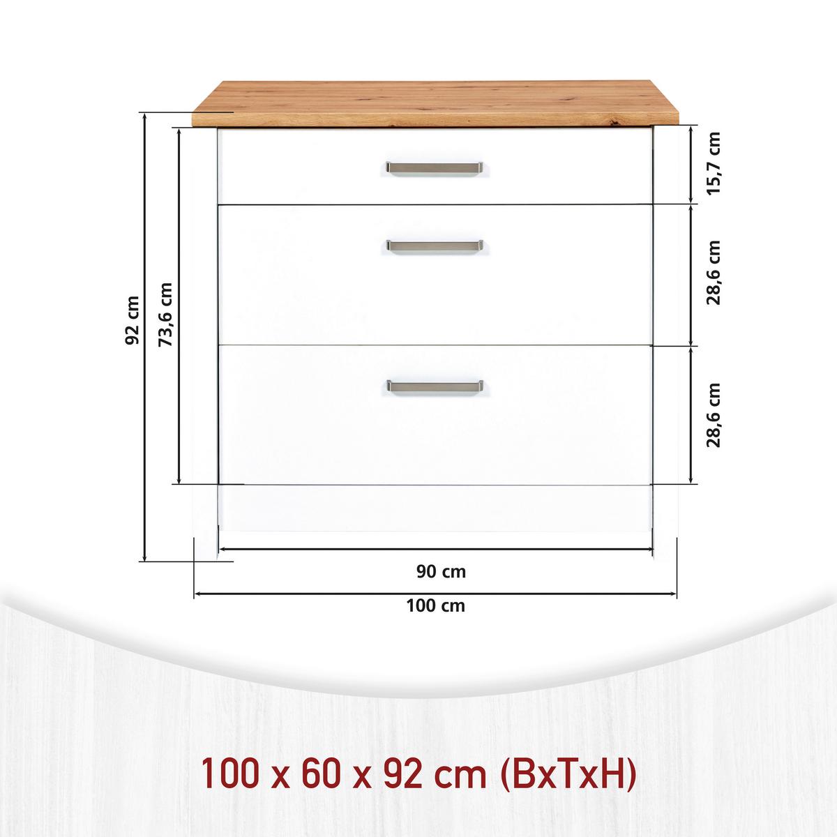 Spodní kuchyňská skříňka SAN SAN - bílá/barvy stříbra, Romantický / Rustikální, kov/kompozitní dřevo (100/92/60cm) - Mömax