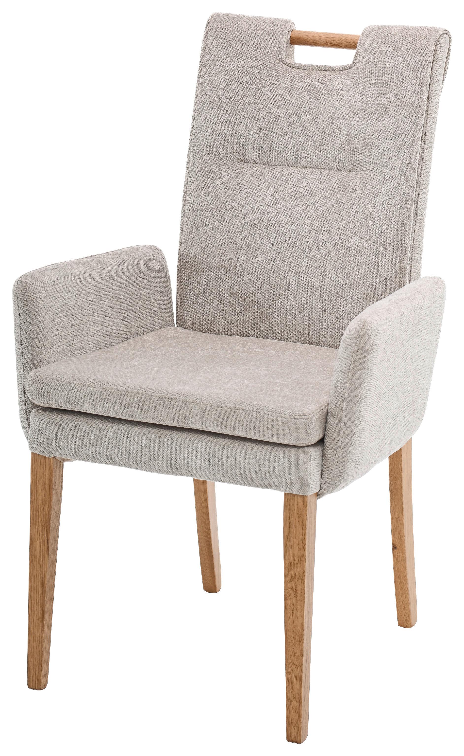 Armlehnstuhl Vega 2 Beige Eiche Massiv, B: 61 Cm - Beige/Naturfarben, KONVENTIONELL, Holz/Textil (61/101/65,5cm)