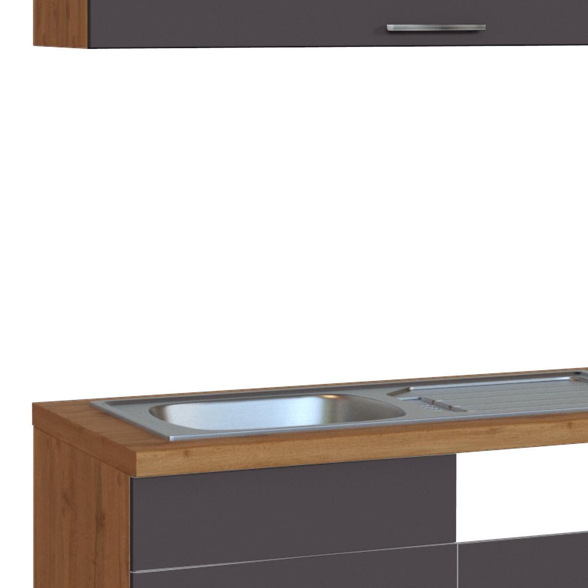 Küchenzeile Sorrento ohne Geräte 270 cm Anthrazit - Eichefarben/Anthrazit, MODERN, Holzwerkstoff (270cm) - Held