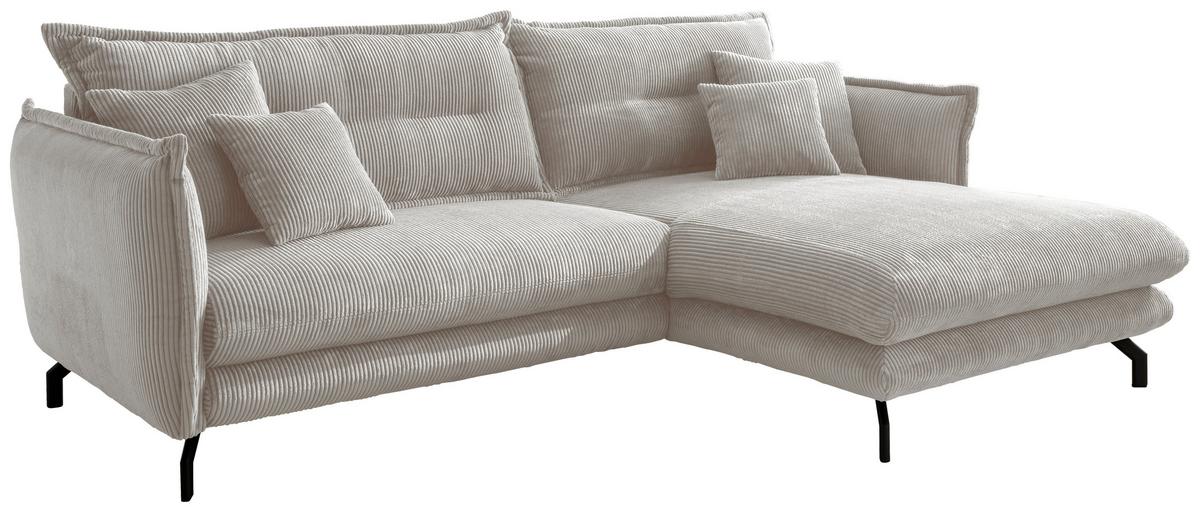 Ecksofa Lava Silberfarben S: 255/180 cm - Silberfarben/Schwarz, MODERN, Textil (255/180cm) - Livetastic