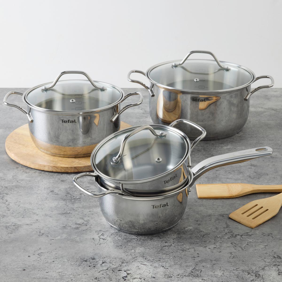 Sada hrncov TEFAL-INTUITION - farba ušľachtilej ocele, Konventionell, kov (30/18,5/54cm) - Tefal